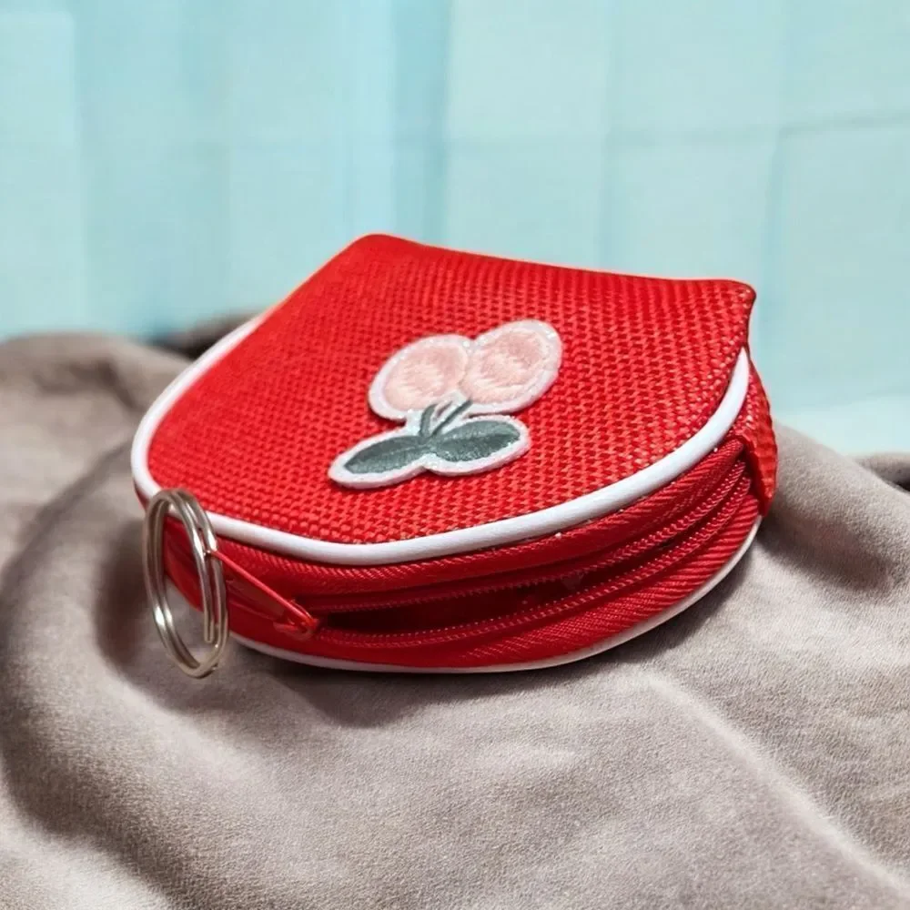Pink Cherry Red Coin Purse Keychain